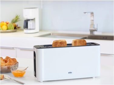 Тостер Braun HT3100WH, 1000 Вт, 7 режимів, білий, 1 слот