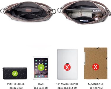 Сумка жіноча David Jones Hobo середнього розміру, біла - м'яка PU шкіра, сумка-шопер з довгими ручками, класична повсякденна сумка через плече