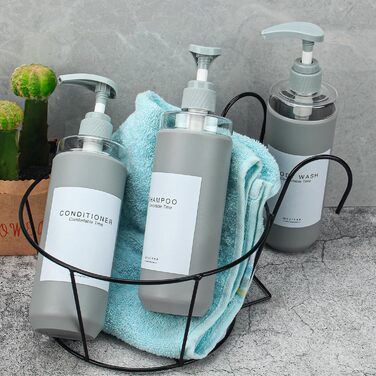 Набір дозаторів для душу Goyiseе, 3 шт, сірий (для мила та шампуню)