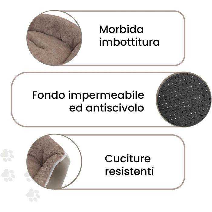 Лежанка для собак та котів Sogni E Capricci, сіра, 62 x 50 x 17 см (Creme, L 75 x B 65 x H 20 см, COCCOLE)