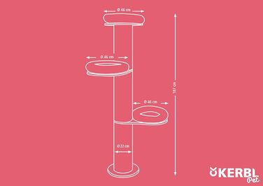 Kerbl Scratching Post Dolomit Tower (Beige, 187 cm height, 22 cm diameter, sisal carpet on the pillars) 81638