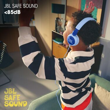 Навушники JBL Junior 320 для дітей з мікрофоном, кабель, блакитні, JBL Safe Sound, 12 мм, блакитний колір