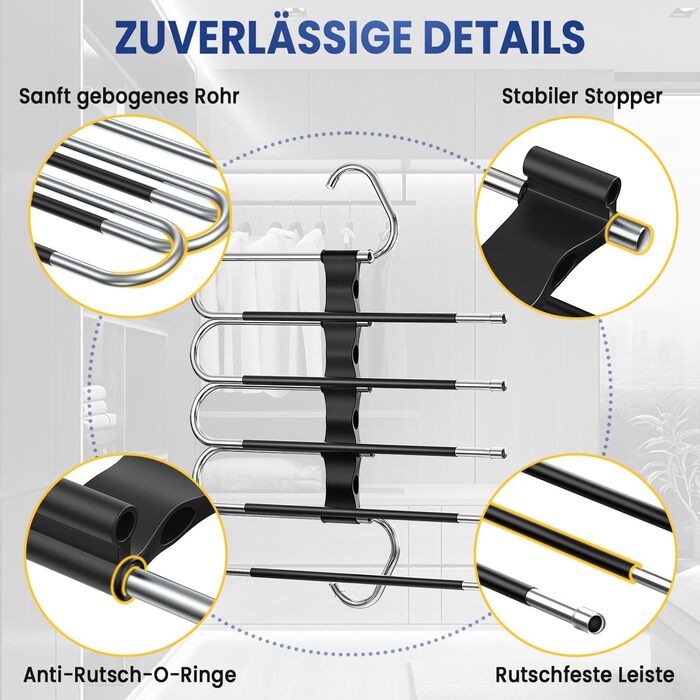 Підвісні вішалки для штанів DAMITA - 2 шт. (білі) - компактні, пластикові, для штанів, суконь, джинсів, шарфів, одягу для жінок та чоловіків
