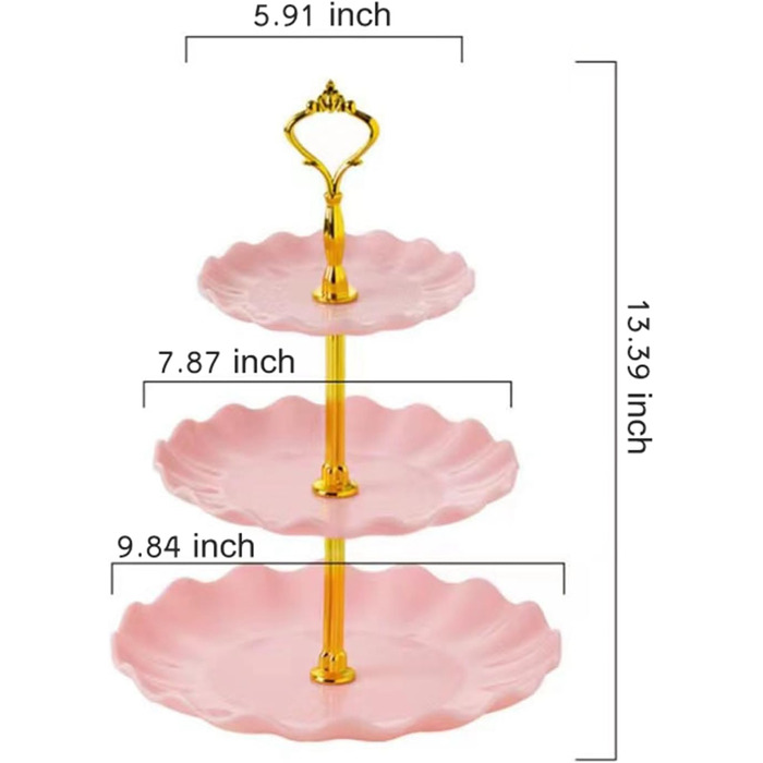 Підставка для тістечок Wagoodter 3 яруси, для тортів, десертів, на весілля, день народження, чаювання (порошкове покриття)