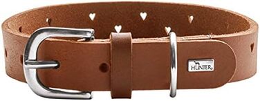Нашийник для собак HUNTER Aalborg Soul, колір коньяк з сердечком, міцний, розмір 35