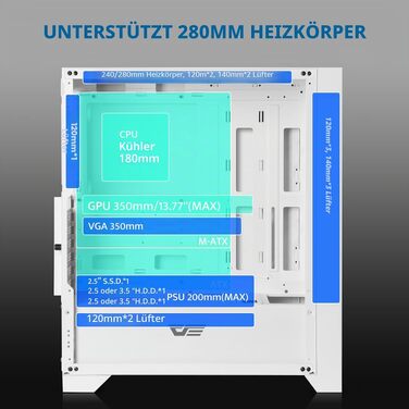 Ігровий корпус darkFlash DRX70 ATX Mid-Tower, 3 RGB-вентилятори 120мм, загартоване скло, сітчаста передня панель, USB 3.0, Білий