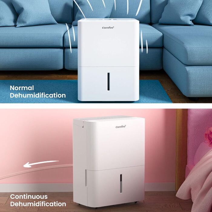 Comfee Dehumidifier 10L/24h, Room size approx. 40m³ (16m²), LED Display, Against Moisture, Mold, MDDN-10DEN7, R290, Automatic Dehumidification