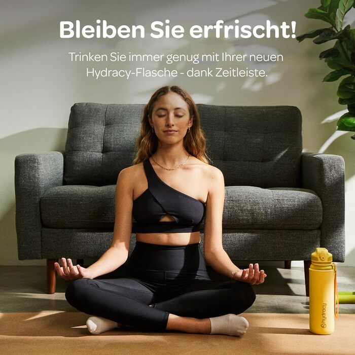 Пляшка для води Hydracy з фруктовим відсіком 500 мл, жовта - BPA-free, з міткою часу, спортивна, герметична