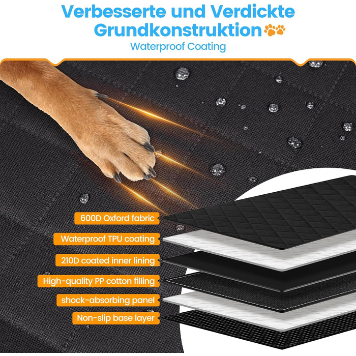 Водонепроникний захист для заднього сидіння авто: килимок для собак з боковими бар'єрами та віконцем, універсальний, анти-царапин, захист сидіння