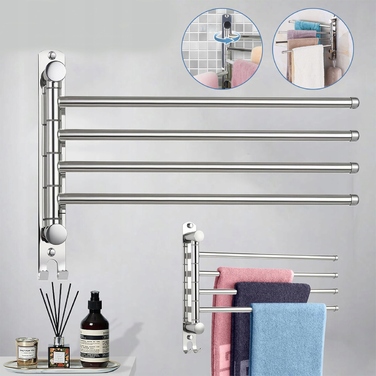 Поворотний вішак для рушників у ванну кімнату, настінний тримач-гачок