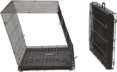 Клітка для собак Ferplast DOG-INN 60 - розкладний вольєр, переноска для цуценят та собак, з перегородкою, 2 дверцятами з замком, 64 x 45 x 49 см, чорний. Розміри перегородки: 22 x 15 x 40 см