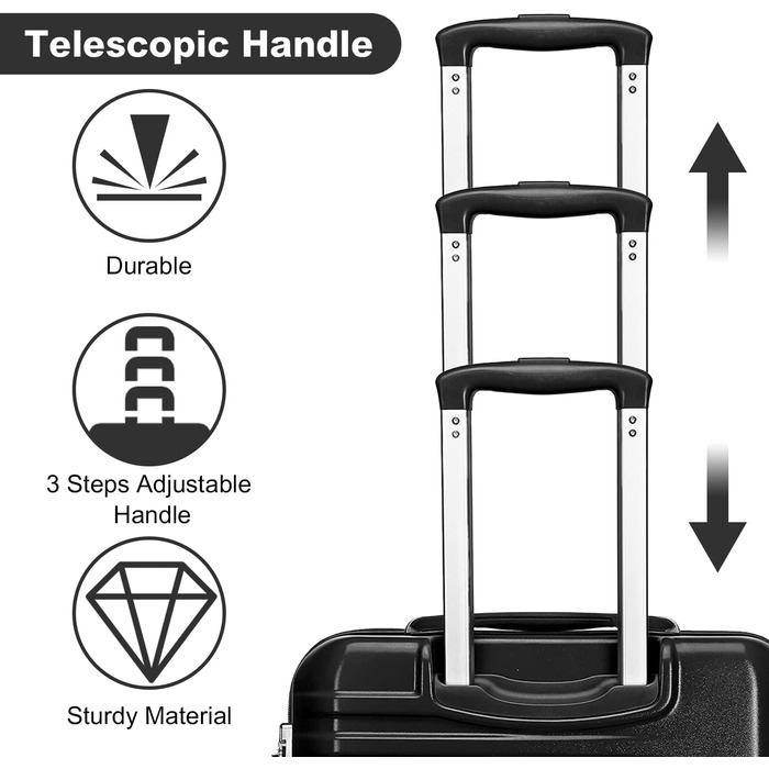 Чемодан ручної опішки British Traveller, середній, 64*43*26.5 см, з TSA-замком, ABS+PC, 24'+28' (Чорний)