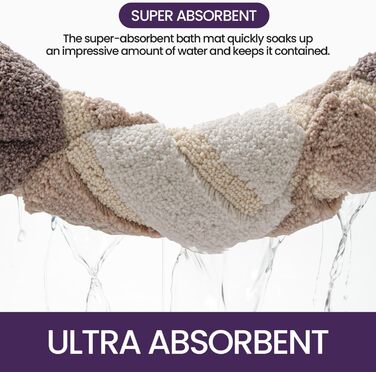 Non-Slip Bathroom Rug - Absorbent Bath Mat 60 x 110 cm - Washable Soft Bath Mat for Bathroom (2-Pack 40 x 60 cm, Beige)