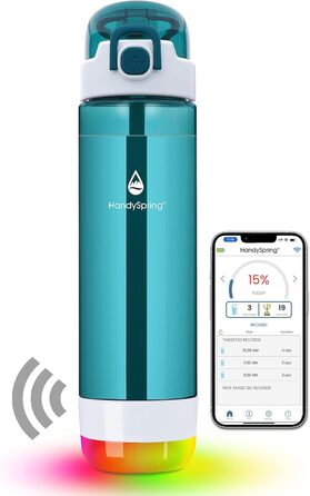 Розумна пляшка для води з нагадуванням, LED-підсвітка та звуковий сигнал Hydrate Glow 750 мл, мотиваційна пляшка для пиття (зелена)