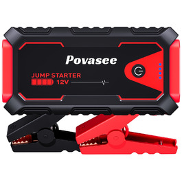 Портативний пусковий пристрій Povasee Starthilfe Powerbank: 5000A для 12V авто (до 10л бензину/8л дизеля), з LED, 2 USB, кабель для підключення