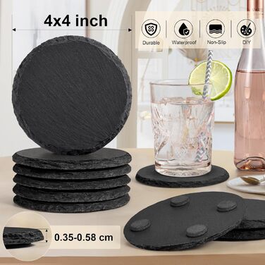 MAPRIAL 36-Piece Slate Coasters Bulk, 10.2 cm Hexagonal, Blank, Black Stone Coasters for Drinks, Natural, Handmade, Hexagon, Stone for Laser Engraving, Gifts, Engraving, Halloween (48 Pieces)