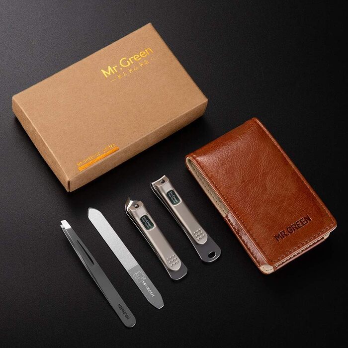 Набір для манікюру Mr. Green: 3 шт. кусачки для нігтів, пінцет, Solingen сталь, шкіряний етикет, преміум якість