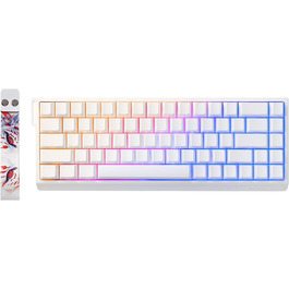 Механічна ігрова клавіатура YUNZII MADLIONS MAD68 з провідним підключенням, 60% розмір, Hall Effect перемикачі, регульована чутливість, PBT клавіші, RGB підсвічування, 8K polling rate (біла, перемикач Magnetic Amber Pro)