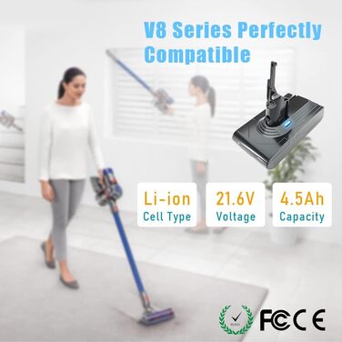 Замінний акумулятор Stanew 21.6V 4500mAh Li-ion для пилососів Dyson V8 (SV10), з фільтрами