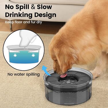 Миска для собак PETTOM 3L без облизування, анти-облизування, велика, витокостійка, чорна