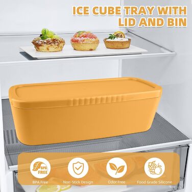 Силіконові форми для льоду Fu Store з кришкою та контейнером, для стаканів 850–1134 мл, 3 шт. — форми для льоду для коктейлів, віскі, напоїв, соку, кави, легке наповнення
