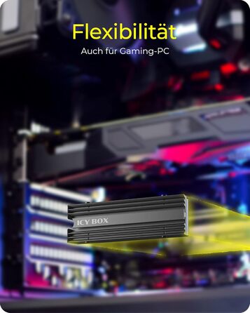 Охолоджувач для M.2 SSD ICY BOX, 10 мм, з алюмінію, 3x термопад, чорний (2280, без вентилятора)