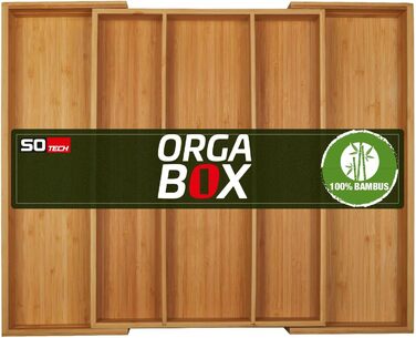 Універсальний органайзер для столових приборів Orga-Box із бамбуку, регульований, на 5 секцій, для шаф шириною 500-600 мм та шухляд глибиною 473 мм