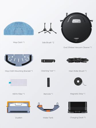 Робот-пилосос Laresar з функцією миття, 4500Pa, 3-в-1, сумісний з Alexa, 180 хв роботи, для шерсті тварин, килимів, твердих підлог