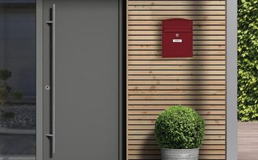 Поштова скринька ARREGUI Compact E5731 сталева, біла (червона) S (DIN A5), настінна, водонепроникна, з табличкою для імені, 2 ключі, проста установка