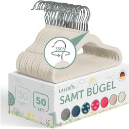 50 шт. дитячі вішалки для одягу Laleni з оксамитовим покриттям - обертаються на 360° - неслизькі, білі, слонова кістка