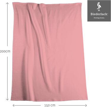 Biederlack Плюшева плед-ковдра Pure Cotton, 100% бавовна, рожева, 150x200 см, екологічна, вироблено в Німеччині