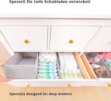 For IKEA dresser; THE ORIGINAL; perfect fit; Sturdy base; Drawer organization system for changing supplies, baby clothes, socks, underwear; 5-piece set (HEMNES DOUBLE FileFolding)