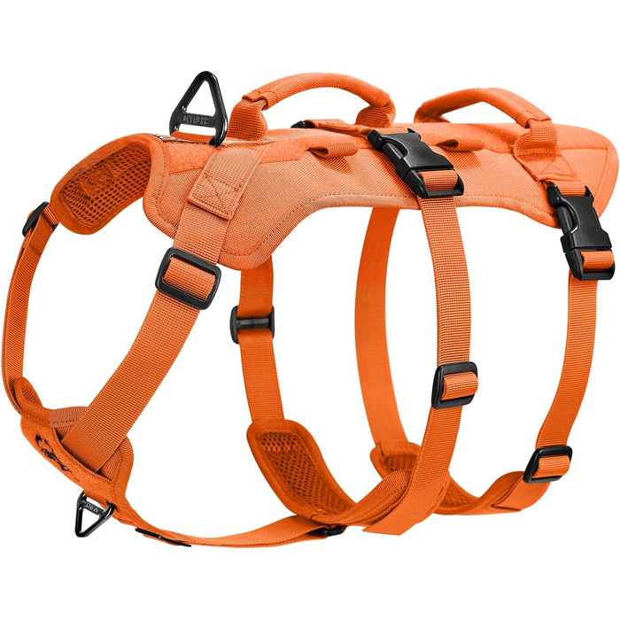 Шлейка для собак OneTigris T-Bone тактична, посилена, з 2 ручками, вибухозахисна, регульована, для полювання, прогулянок, тренувань (M, L:27-41кг)