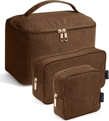 Косметичка MAGEFY: 2 шт. бежева + 3 шт. коричнева. Органайзер для макіяжу, дорожній, з відділеннями