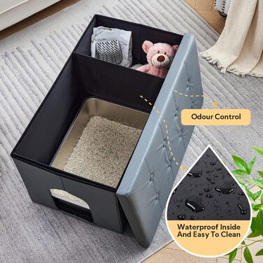 Шафа-комод для котячого туалету MEEXPAWS XL 90x50x50 см, сіра, прихована котяча вбиральня, меблі для кота, з сидінням, для лотка, преміум якість