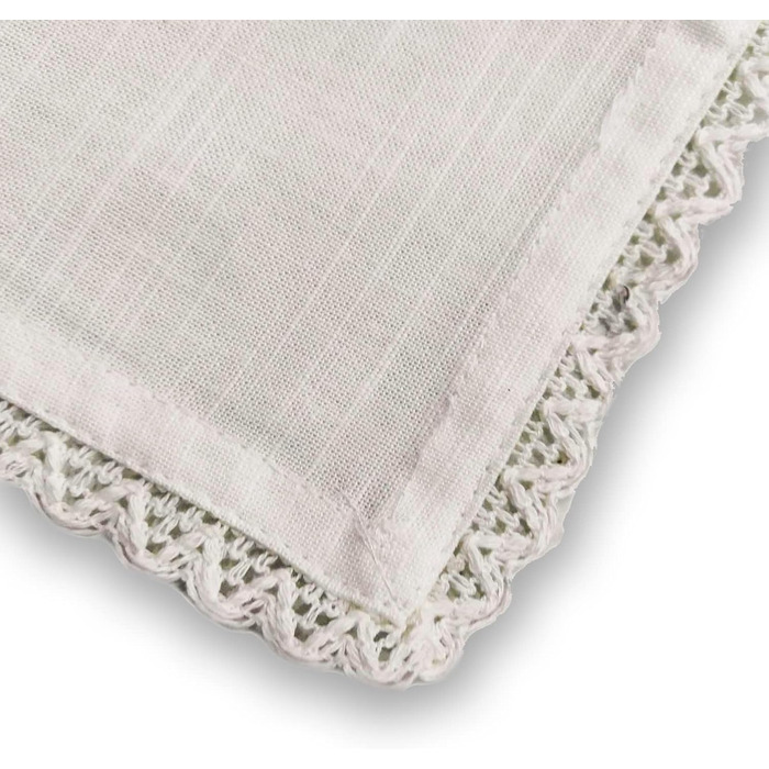 Sweet Needle – Pack of 12 oversized dinner napkins made of 100% cotton – Heavyweight, hotel-quality fabric for everyday use and events (Slub with lace – White)