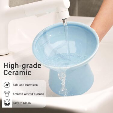 Керамічна миска для котів з піднятою платформою, 2 шт., блакитна - проти блювоти, для собак та котів