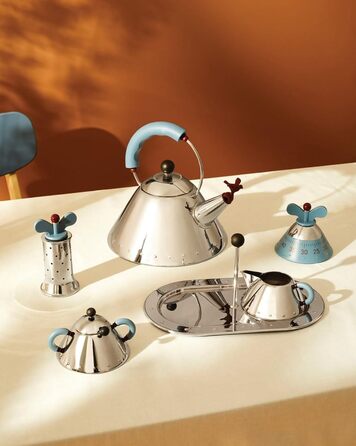 Alessi Salt Shaker, Blue, Stainless Steel, 6.5 x 7 x 24 cm