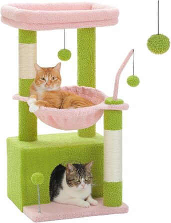 PAWZ Road Крактар для котів з гамаком, котячий комплекс з сизалю, зелений 83 см (рожевий)