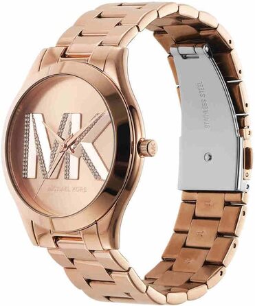 Жіночий годинник Michael Kors Slim Runway 42мм, кварцовий механізм, сталевий браслет, колір рожеве золото