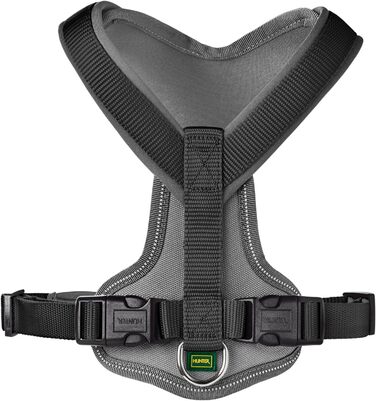 Нашийник для собак HUNTER Neopren, M/1 (L-XL), чорний/сірий, з 3M Scotchlite, нейлон, комфортний