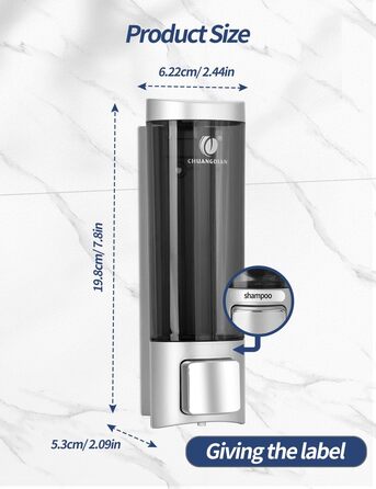 Ручний дозатор мила CHUANGDIAN, настінний, 200 мл, білий, сріблястий