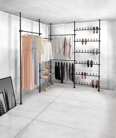 WENKO Telescopic Wardrobe System Hercules Basic Black