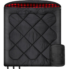 Спальний мішок Mcota Winter 0°C, Queen-Size, для 2 осіб, з бавовняним фланнелевим підкладкою, теплий та водонепроникний, для кемпінгу, риболовлі та полювання в холодну погоду, червоний