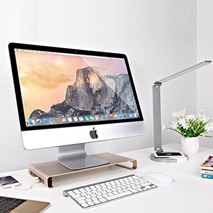 Підставка для монітора з 4 USB, алюмінієва, золота, для iMac, MacBook, ноутбуків і ПК
