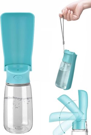 Складана пляшка для води для собак, 550 мл, не протікає, портативний диспенсер для води та корму для тварин, для прогулянок, походів, подорожей