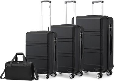 Набір валіз KONO 55 см: 2 валізи + сумка Ryanair (40x20x25 см). Колір: кремовий (чорний).