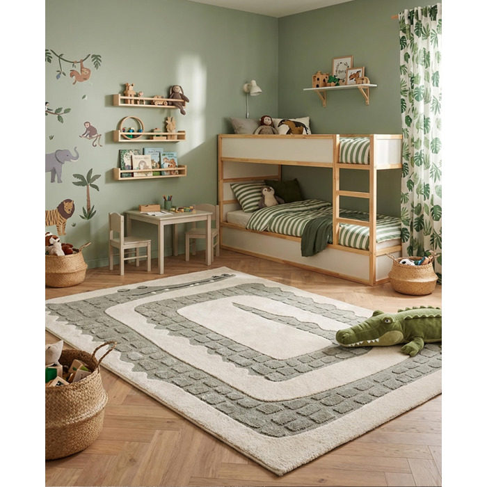 Дитячий килим Jungle Kids 3D Крокодил 140x200 см, м'який, зносостійкий, для дитячої кімнати