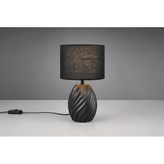 Reality Leuchten Melva - Настільна лампа з керамічним цоколем та абажуром з тканини, E14, білий матовий, чорний матовий