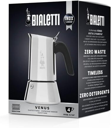 Кавомашина Bialetti Venus Induction - 4 чашки, нержавіюча сталь, срібна